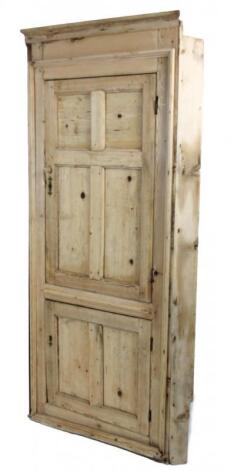 A late 19thC pine corner cupboard