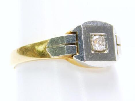 A diamond set signet ring