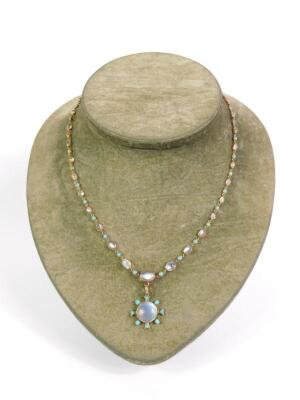 An Edwardian moonstone and turquoise necklace - 2