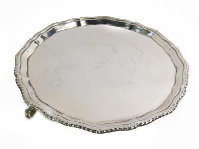 A George V silver piecrust salver