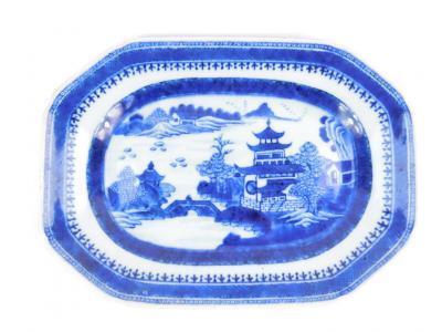 A Qing Dynasty blue and white meat platter