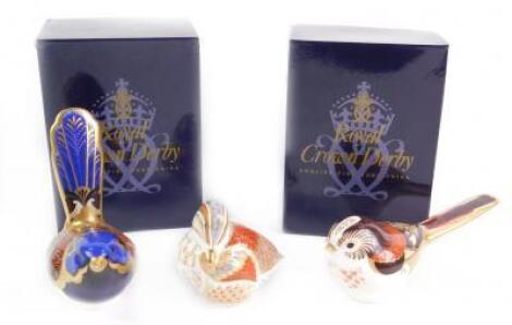 Three Royal Crown Derby Imari paperweights