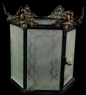 A Continental early 20thC tin hexagonal hall lantern