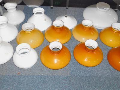 White and amber glass oil lamp shades