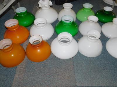 White green and amber glass oil lamp shades