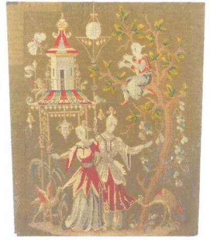 An early 19thC wool work tapestry