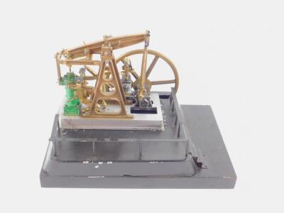 A steel and brass model of a pumpjack or nodding donkey - 2