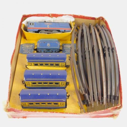 A Mettoys tinplate O gauge train set