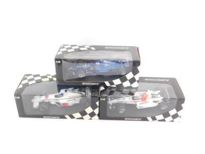 Three Minichamps of Racing cars