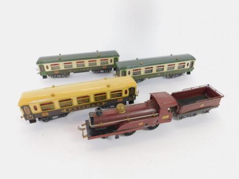 A Hornby O-gauge locomotive and tender