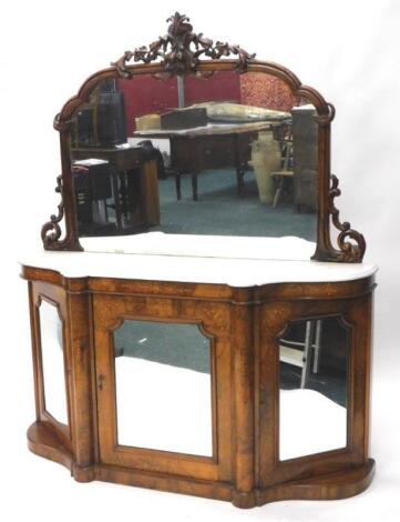 A Victorian walnut and marquetry side cabinet