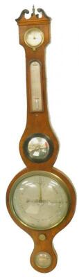 A mid 19thC wheel barometer signed Barnascon and Co Nottingham