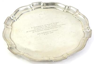 A Continental white metal salver