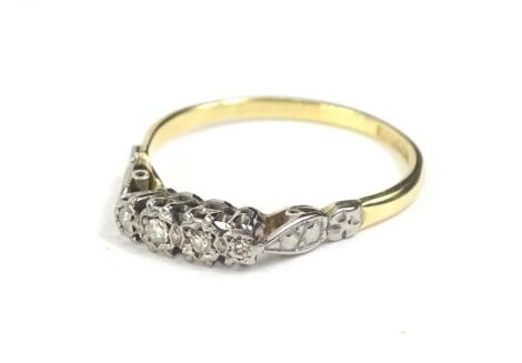 An 18ct gold and platinum diamond set Victorian dress ring