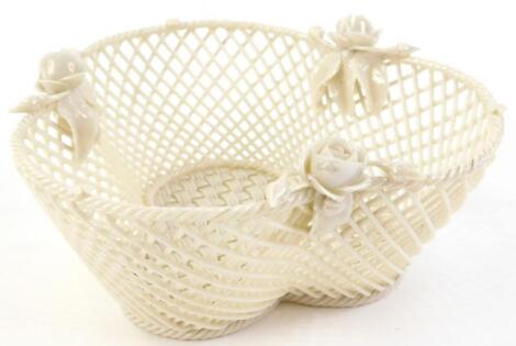 A 19thC Belleek porcelain basket