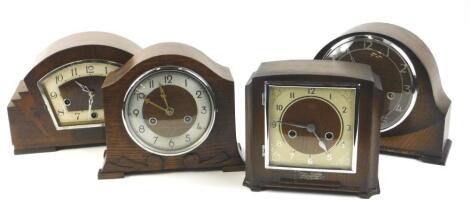 Four early to mid 20thC mantel clocks