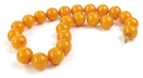 A Butterscotch amber beaded necklace