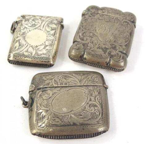 Three engraved silver Vesta cases