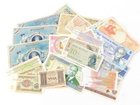 A collection of World bank notes