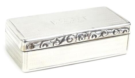 A 19thC silver rectangular snuff box