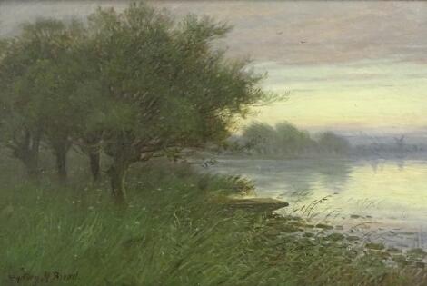 Sydney M Broad (1853-1942). Evening amongst the Willows