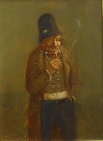 19thC Continental School. Gentleman smoking a pipe