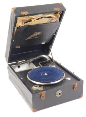 A Decca crescendo black portable gramophone