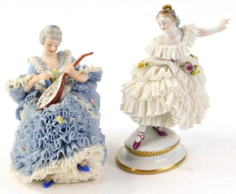 Two Dresden crinoline ladies