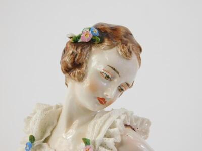 A large Dresden porcelain crinoline ballet dancer - 2