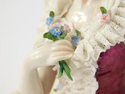 A large Dresden porcelain crinoline ballet dancer - 3
