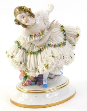 A Dresden porcelain crinoline figure