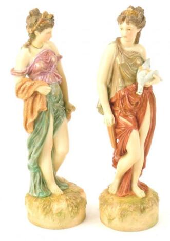 A pair of Royal Ivory porcelain Worcester style figures