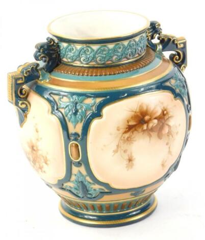 A Hadleys Worcester two handled porcelain vase