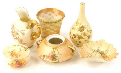 A collection of blush ivory ground Royal Worcester