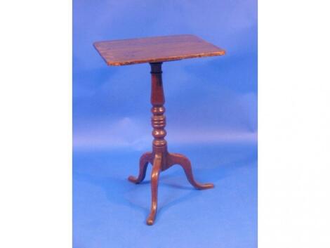 A George III oak tripod table with square top