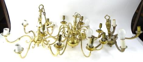 A Dutch style brassed chandelier