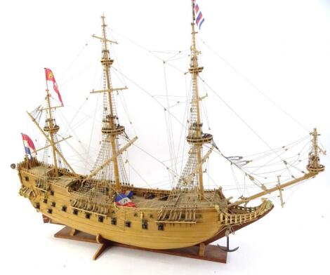 A scale model of a Dutch East India company three masted ship