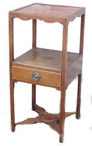 An early 19thC mahogany and boxwood strung washstand