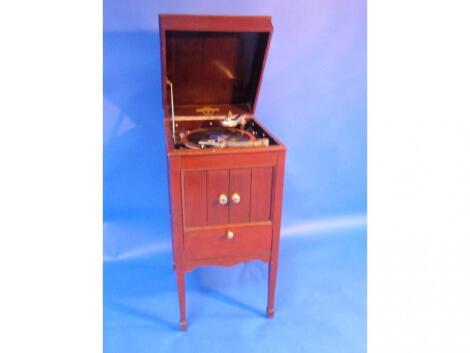 A mahogany cased cabinet gramophone