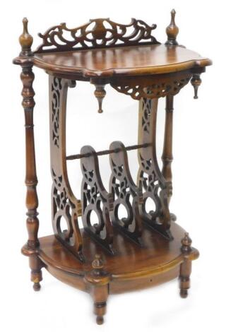 A Victorian style mahogany Canterbury whatnot