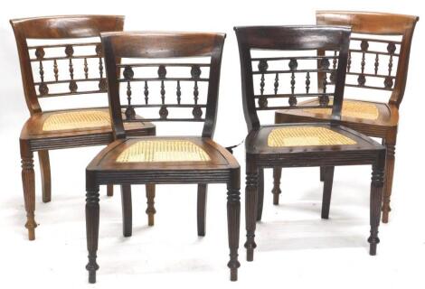 A set of four Colonial hardwood dining chairs