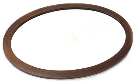 An Edwardian mahogany chequer banded boxwood sprung oval wall mirror