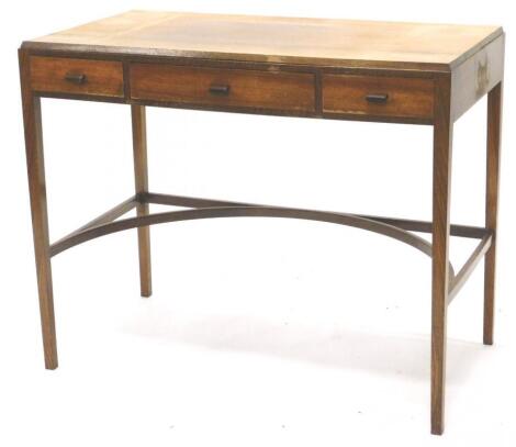 An unusual Art Deco walnut side table or dressing table