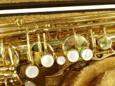 A Henri Selmer of Paris brass saxophone, with engraved decoration labelled 80 Super Action, in a fitted case with some accessories, etc. - 5