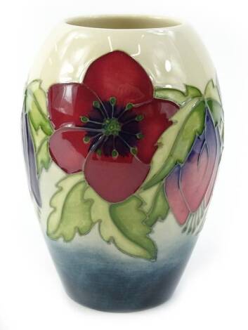 A Moorcroft Hellebore open weekend vase from 1995, designed by Rachel Bishop, 1 of only 160 made, with tube lining by Gillian Lees-Johnson, the paintress Joanne Mountford, 13cm H.