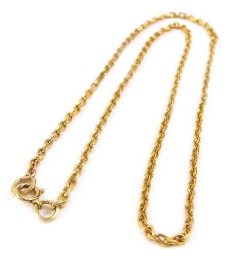 A yellow metal link chain, with clasp marked 375, 52cm L, 14g.