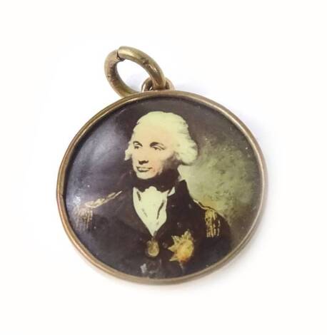 A portrait pendant of Admiral Lord Horatio Nelson, in a gilt metal setting, 2cm W.