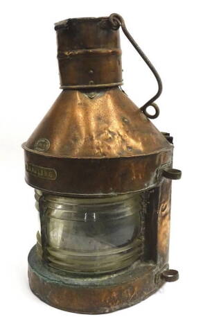 A Griffiths & Sons of Birmingham copper and brass ship lantern, labelled Trawling, 60cm H.