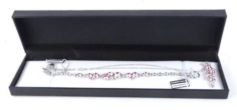 Two items of Swarovski crystal, to include a Swarovski crystal and pendant and chain, together with matching bracelet, in fitted box.