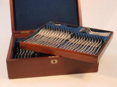 A suite of Victorian silver bead pattern flatware comprising 12 dinner forks